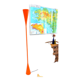 Hourglass floor lamp pop art vintage Mathias 80s orange diabolo