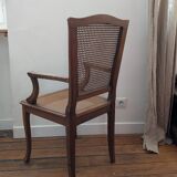 Antique Louis XVI style armchair in wood and caning