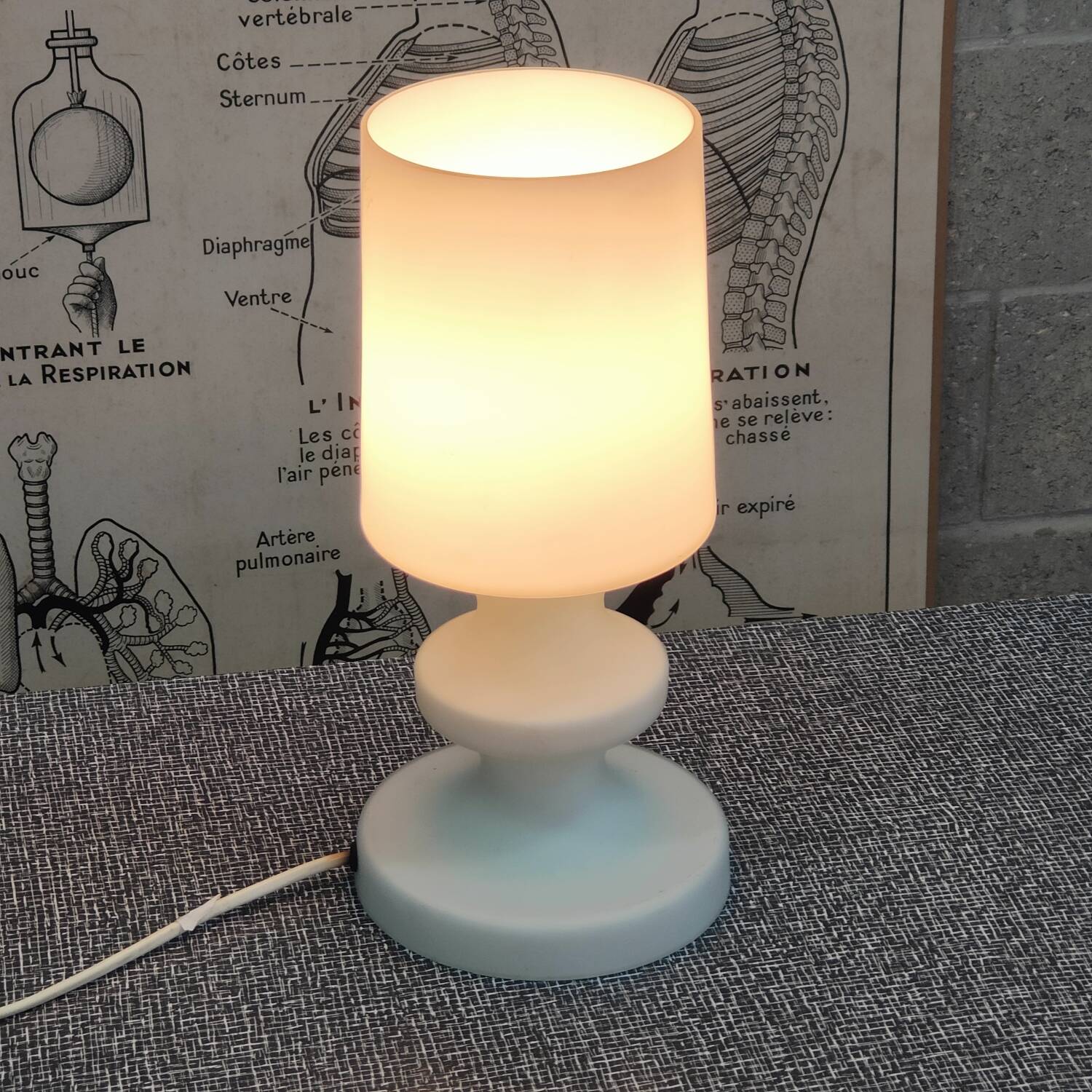 Ivan Jakes satin white opaline table lamp 1960