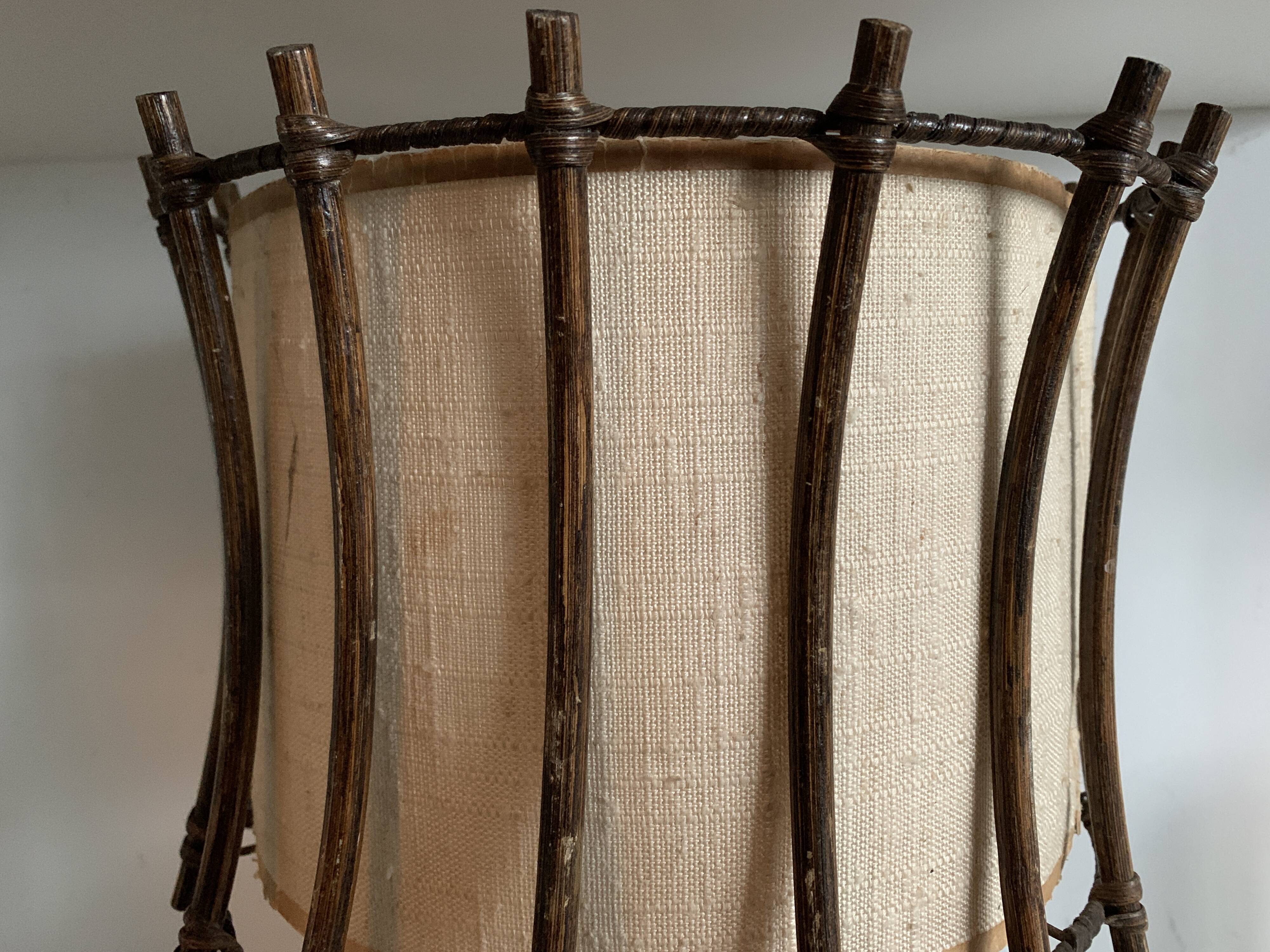 Rattan lamp with original lampshade, 1960