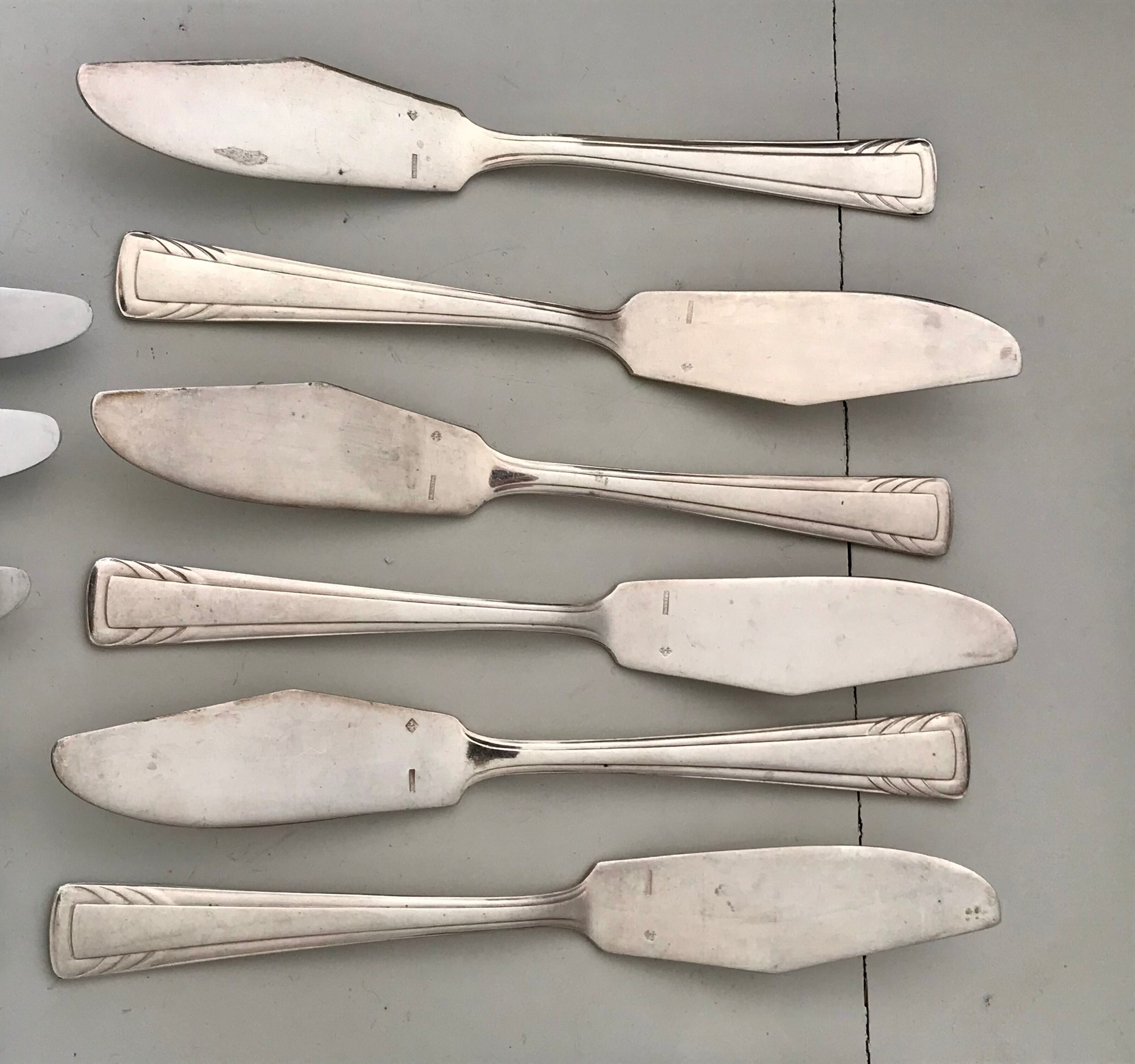 Silver metal art deco cutlery set J.Perrin