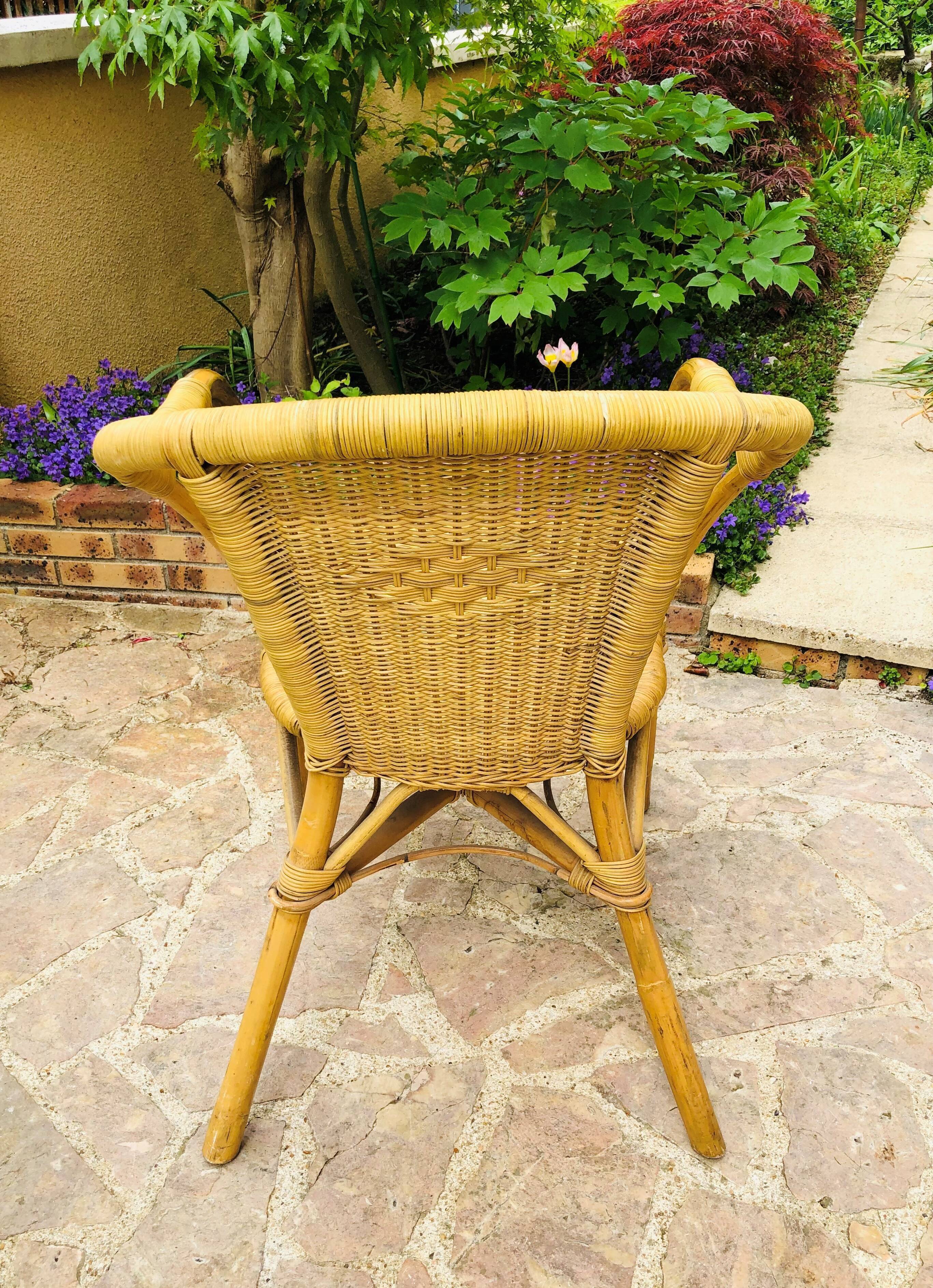 Rattan and wicker armchair