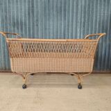 Vintage rattan wicker cot