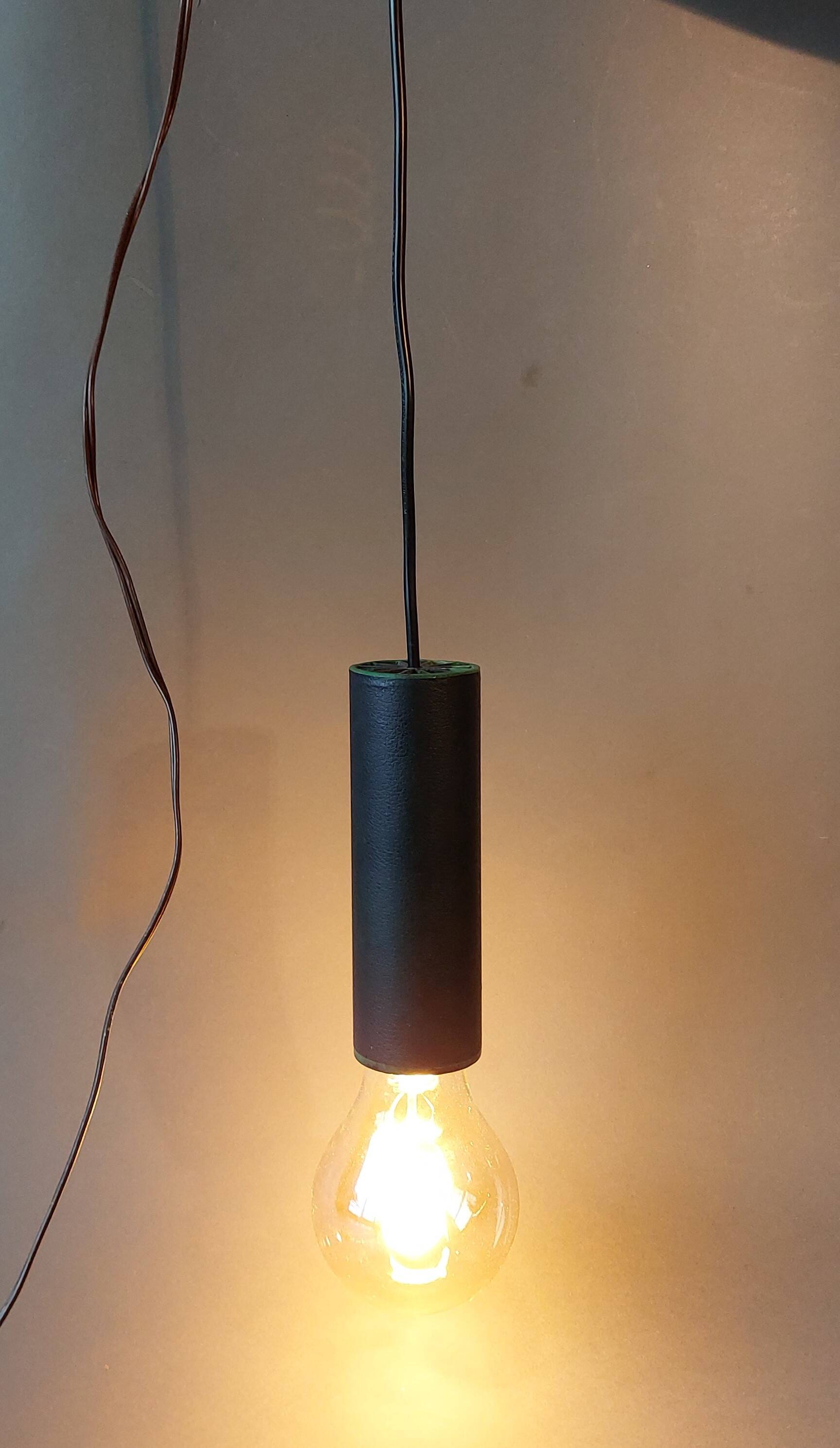 1950 pendant light in metal covered in vintage skaï.