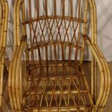 Pair of Audoux Minnet rattan armchairs
