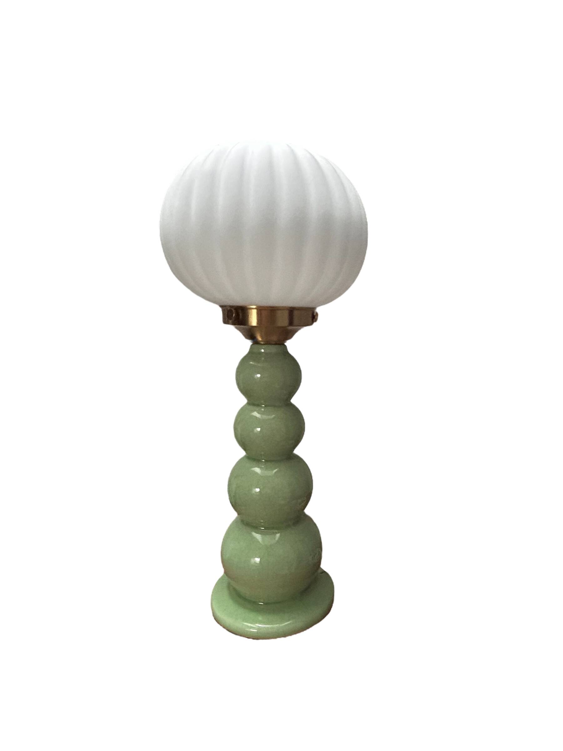 Lampe à poser vintage pastel globe plissé