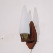 Danish teak and opaline wall lamp