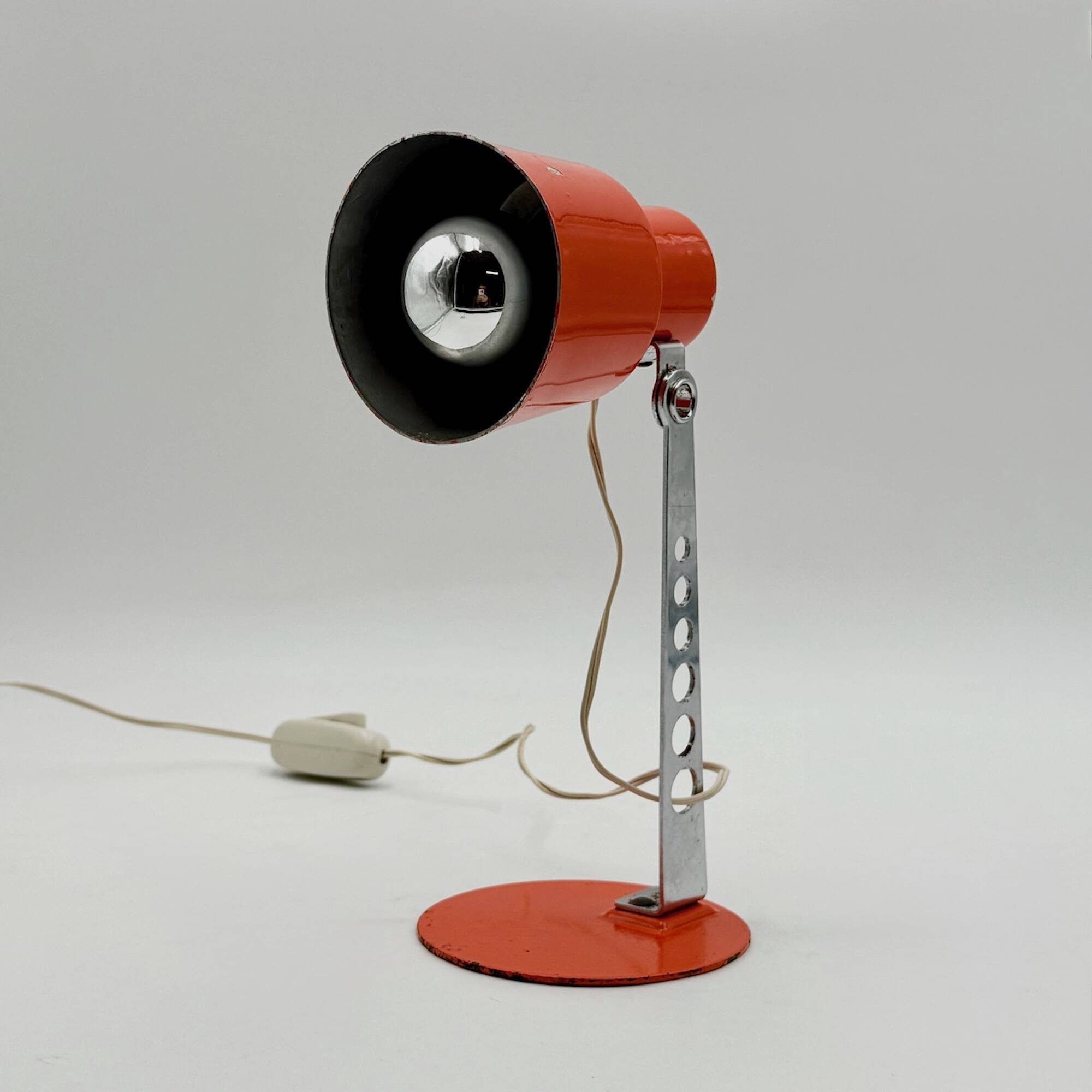 Vintage Targetti Sankey Orange Desk Lamp, Italian 70s Design