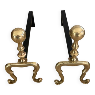 Old pair of brass andirons