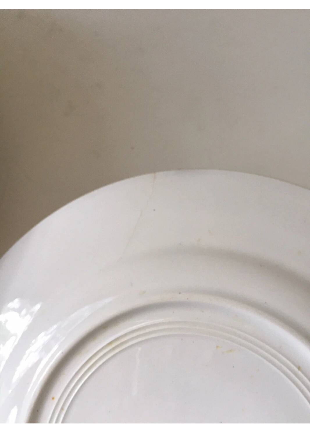 Suite assiettes Terre de Fer décor vert fleurettes St Amand