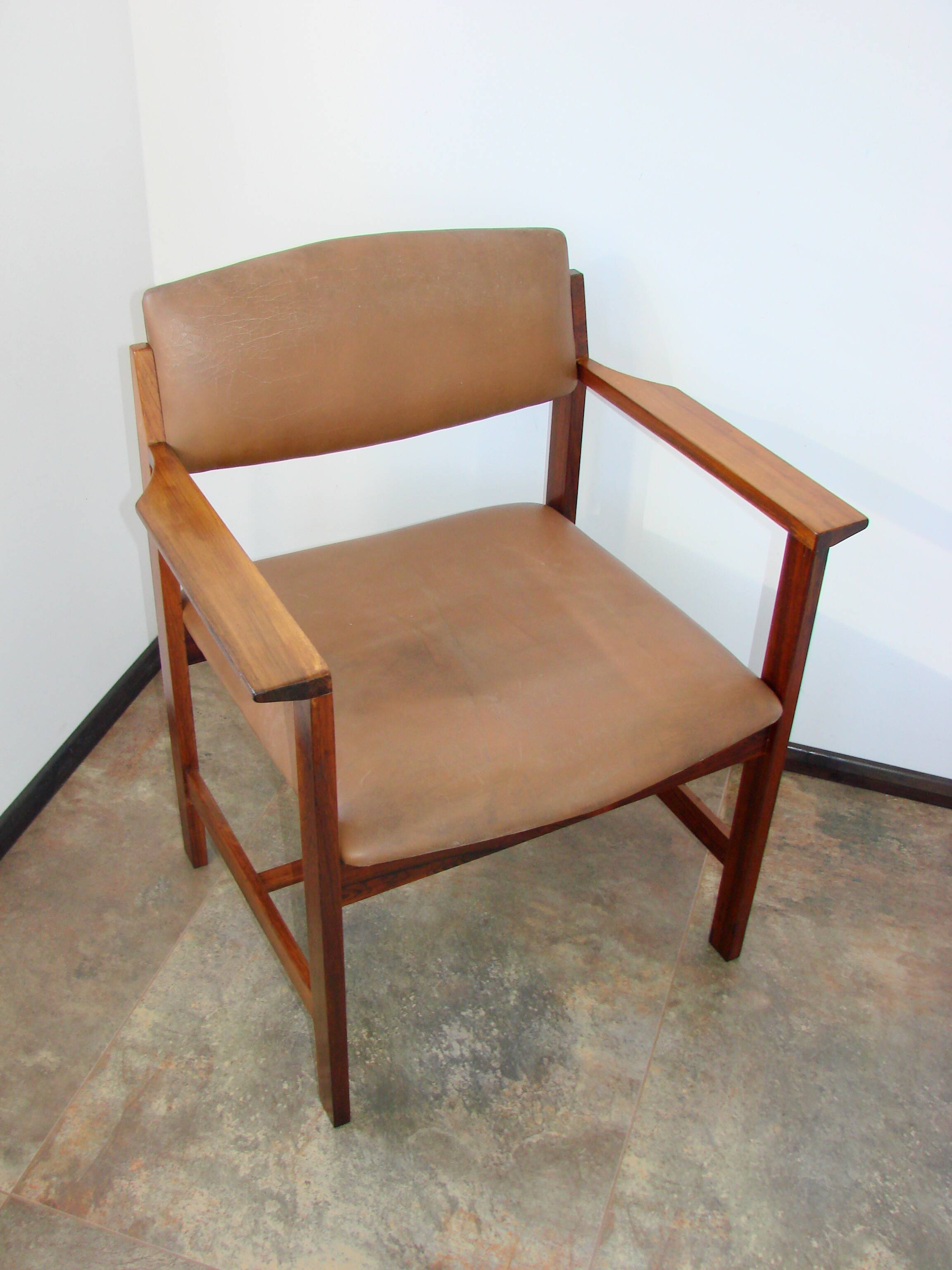 1960s Scandinavian armchair – rosewood, leather, vintage