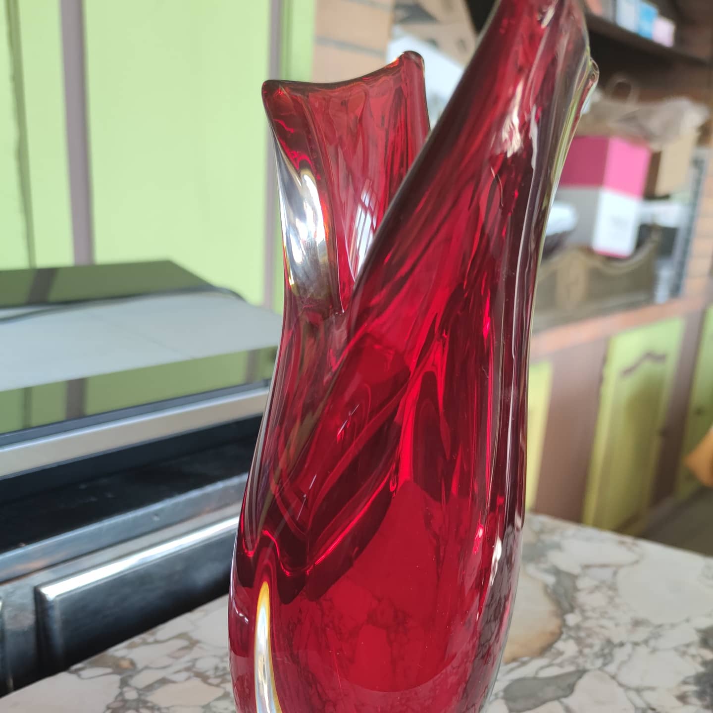 Murano crystal vase in three colors, circa 1970