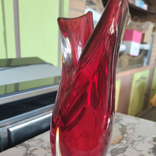 Vase en cristal de 3 couleurs de Murano vers 1970