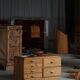 Mid-20th century Art Deco chest of drawers in pine with metal handles, 1940s.
