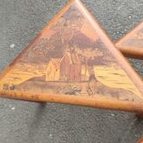 4 nesting tables in solid rosewood and Asian marquetry