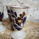 Set of 3 mazagrans in glazed sandstone floral decoration