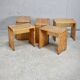 Selection by Charlotte Perriand for Les Arcs, set of 5 pine stools. France, circa 1960