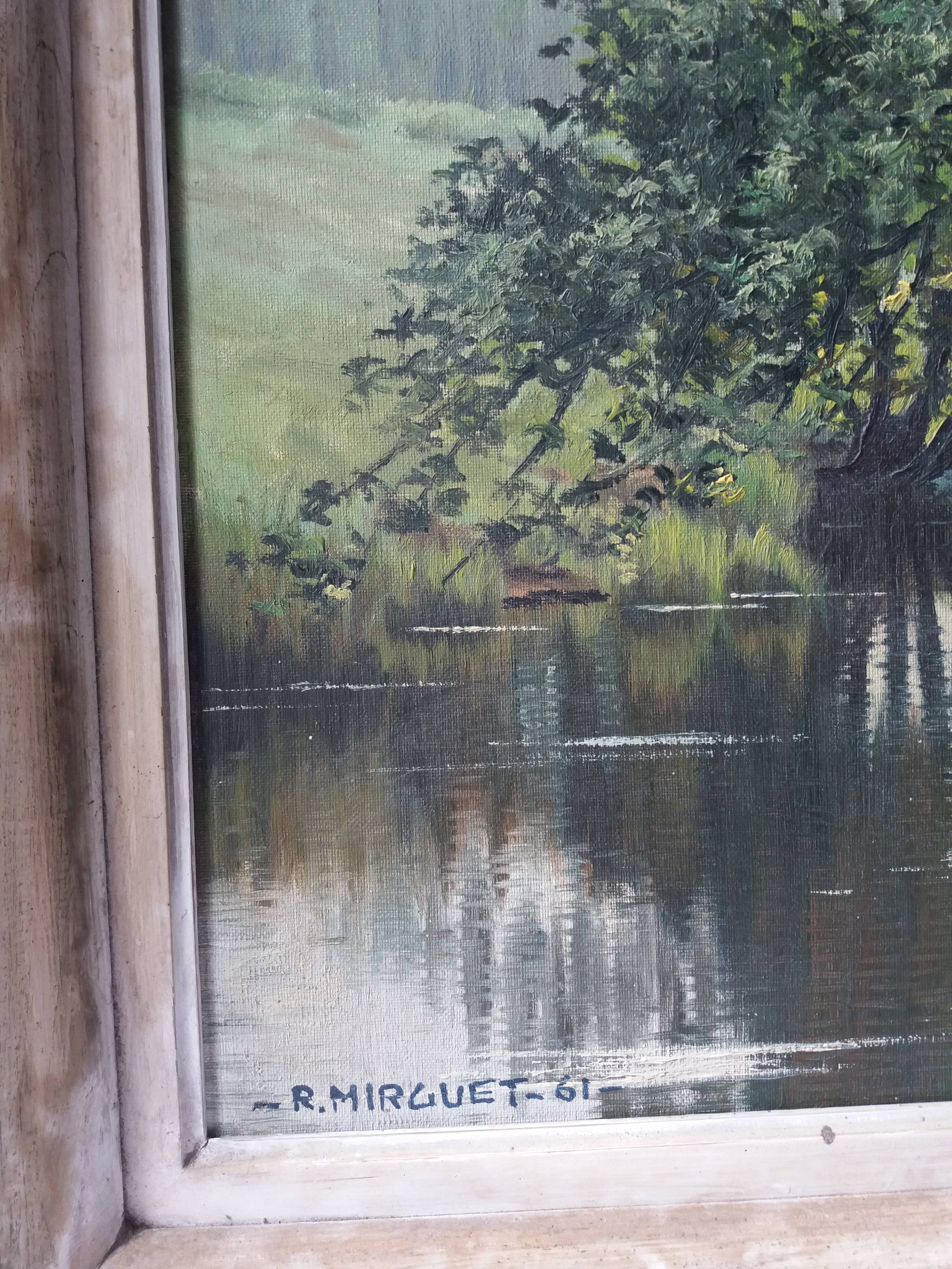 Painting on canvas, green countryside