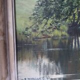 Painting on canvas, green countryside
