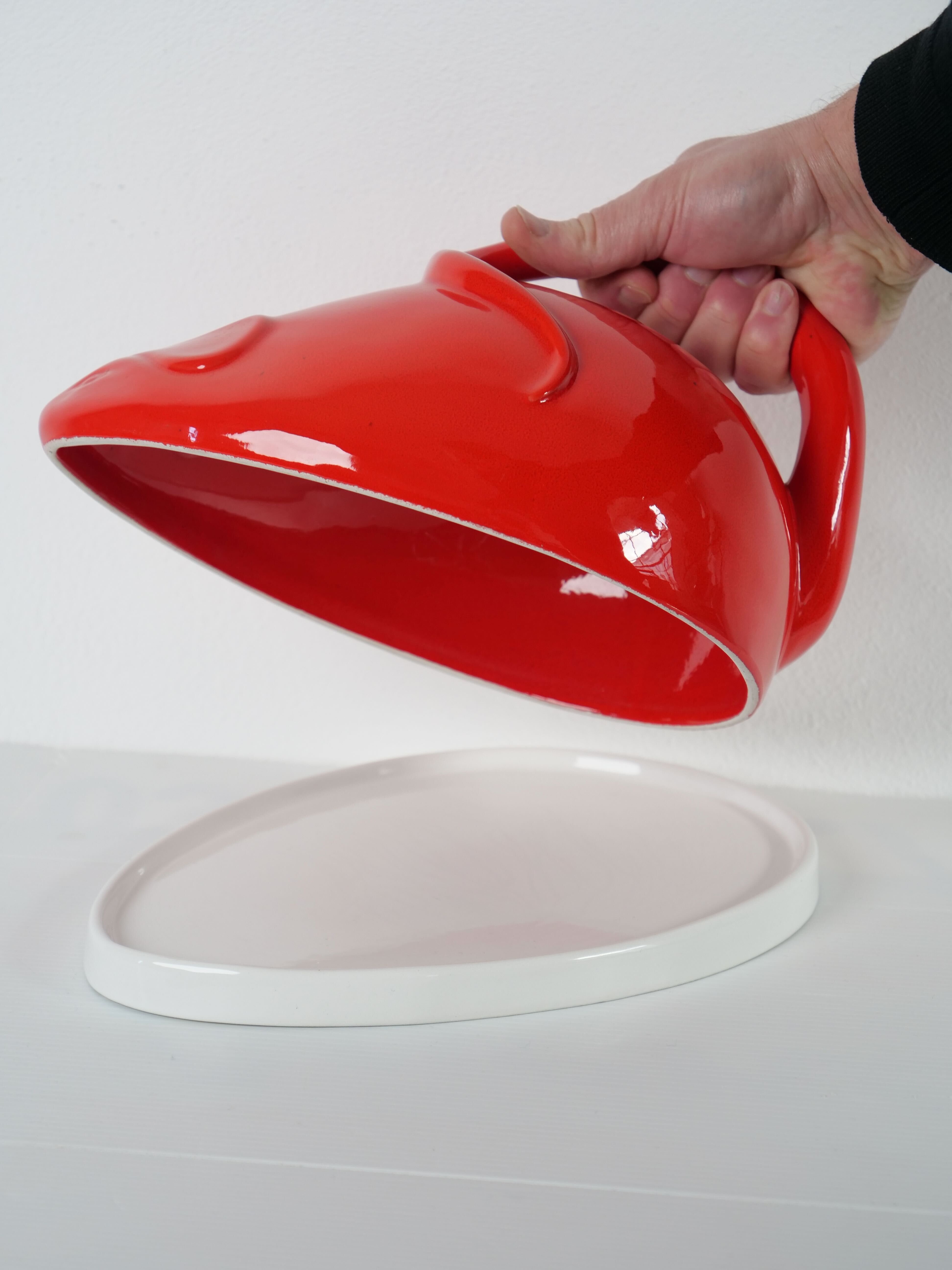 Cheese bell mouse red ceramic design vintage Italy