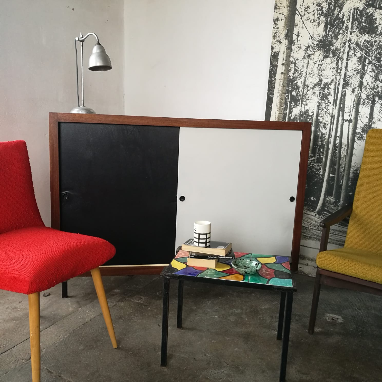Buffet sliding doors, vintage