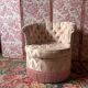 Pair of Hollywood Regency style cabriolet armchairs in satin pink, 1970s.