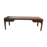 Coffee table in mahogany and leather