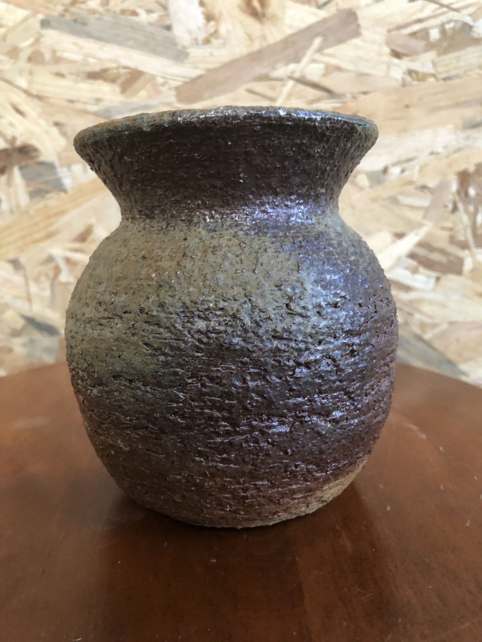 Ancien vase grès gris signé deco années 70 vintage