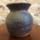 Ancien vase grès gris signé deco années 70 vintage