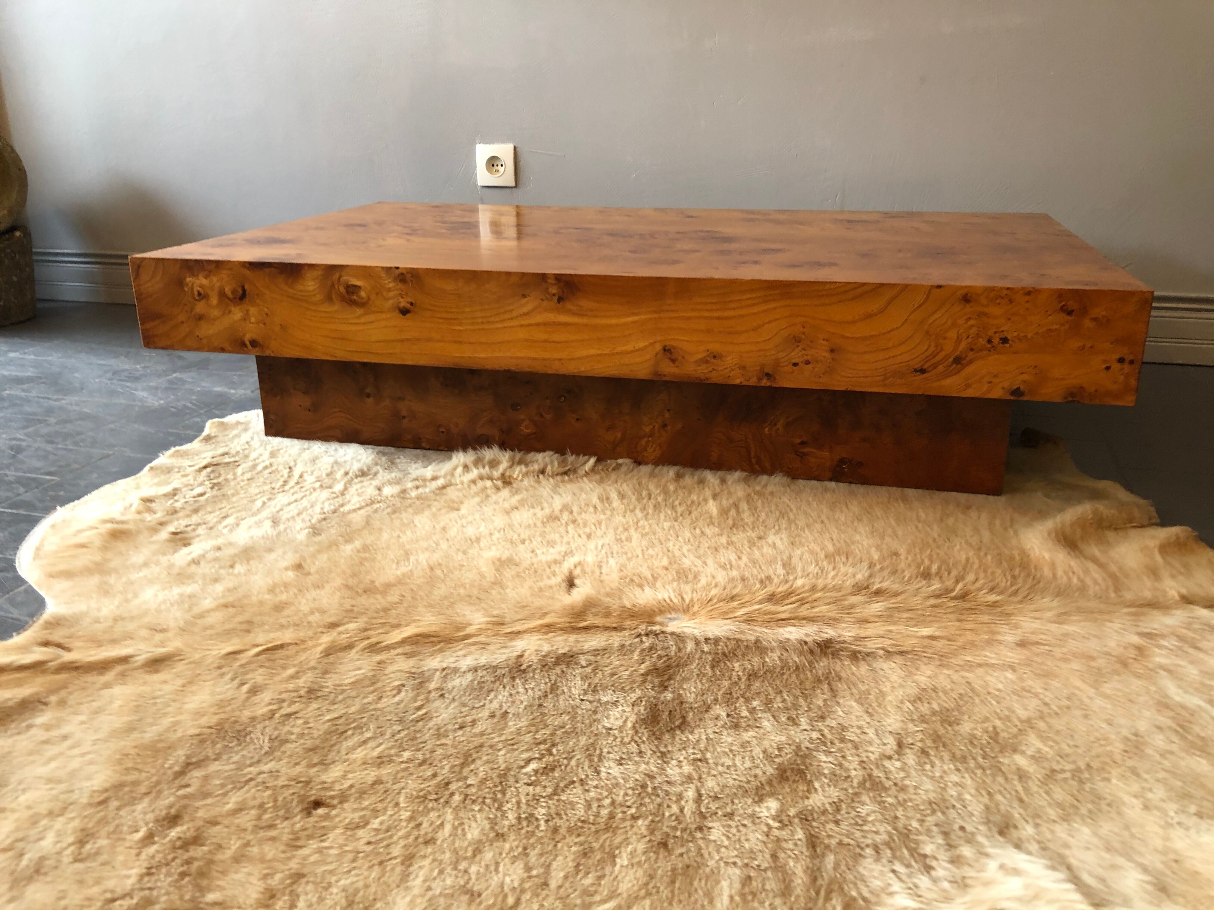 Vintage walnut magnifying glass coffee table