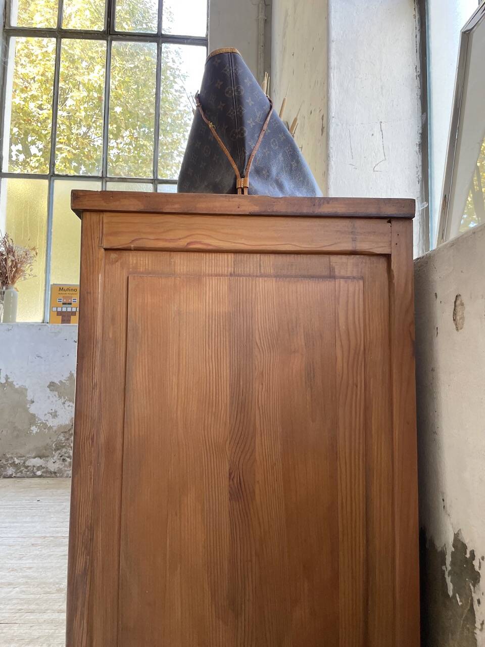 50s pitch pine haberdashery cabinet