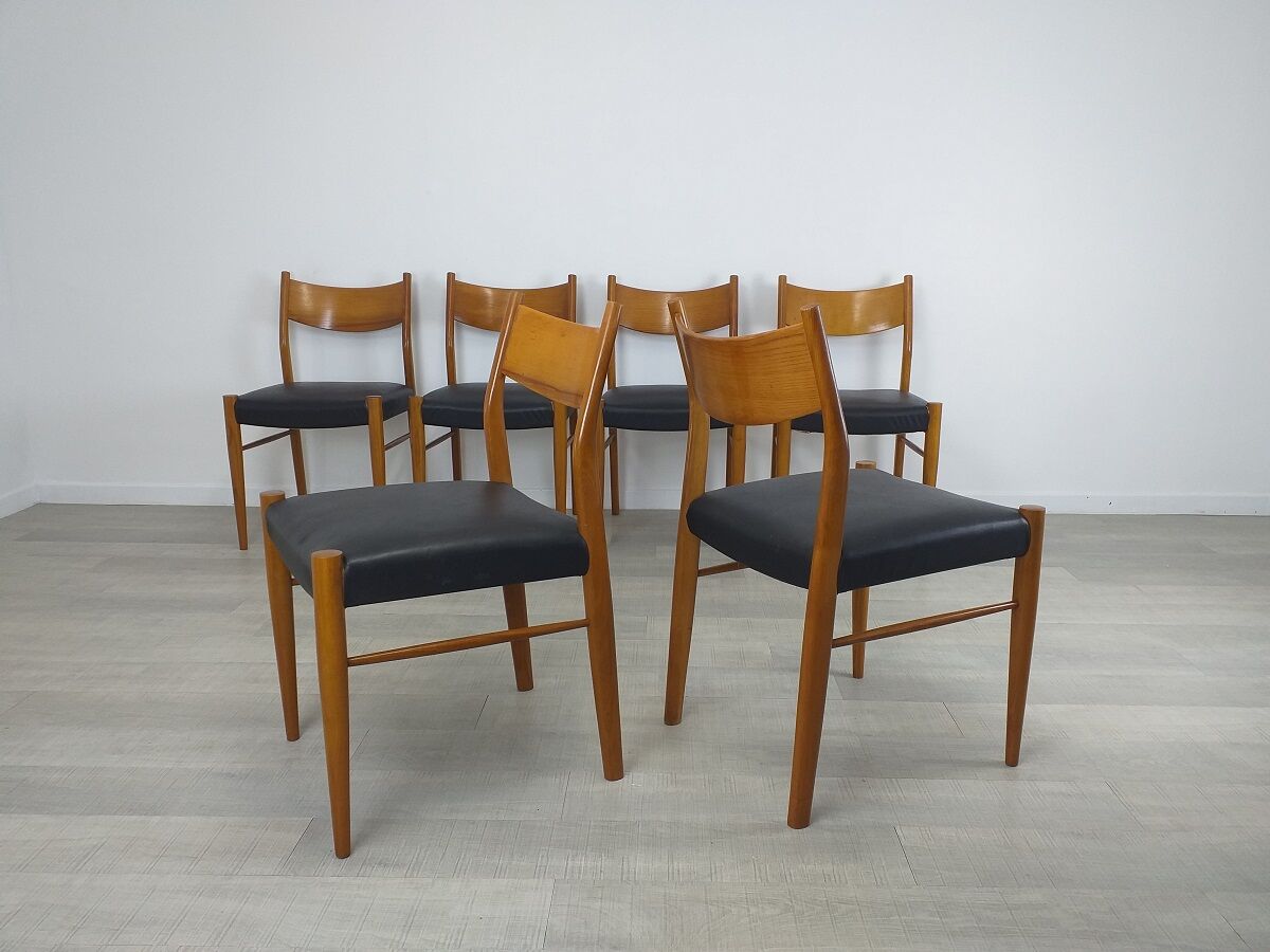 Set of 6 Scandinavian chairs teak 60s vintage