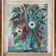 Tableau, huile sur carton "Bouquet"