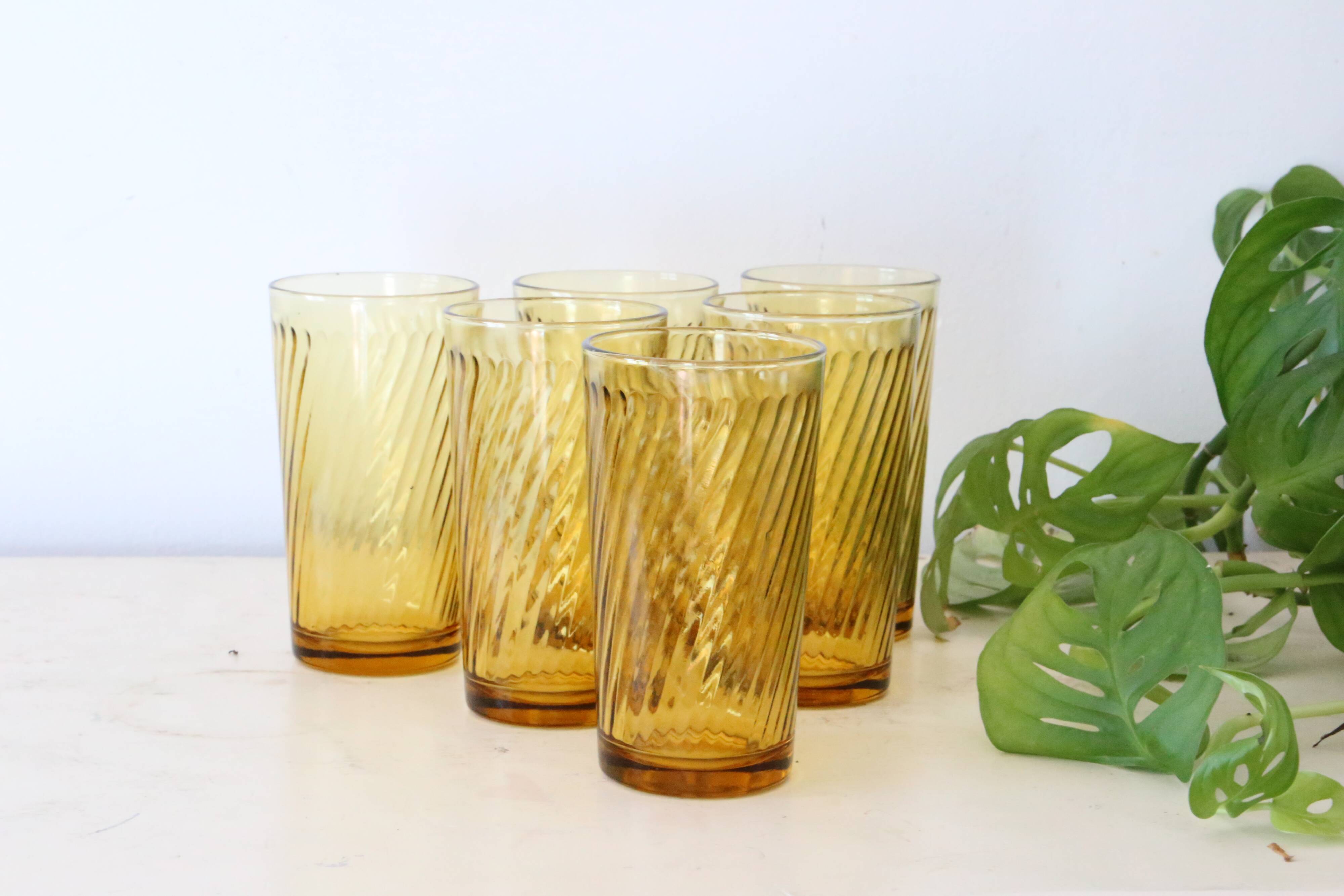 Lot de 6 verres ambrés
