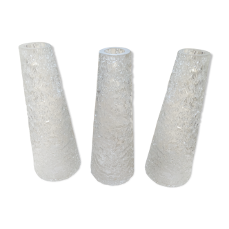 3 globes tulips elongated glass molded glass old 1950/1960
