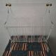 Mid century magazine rack in acrylic and brass, 1970s