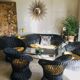 Black diabolo rattan set of the 60s