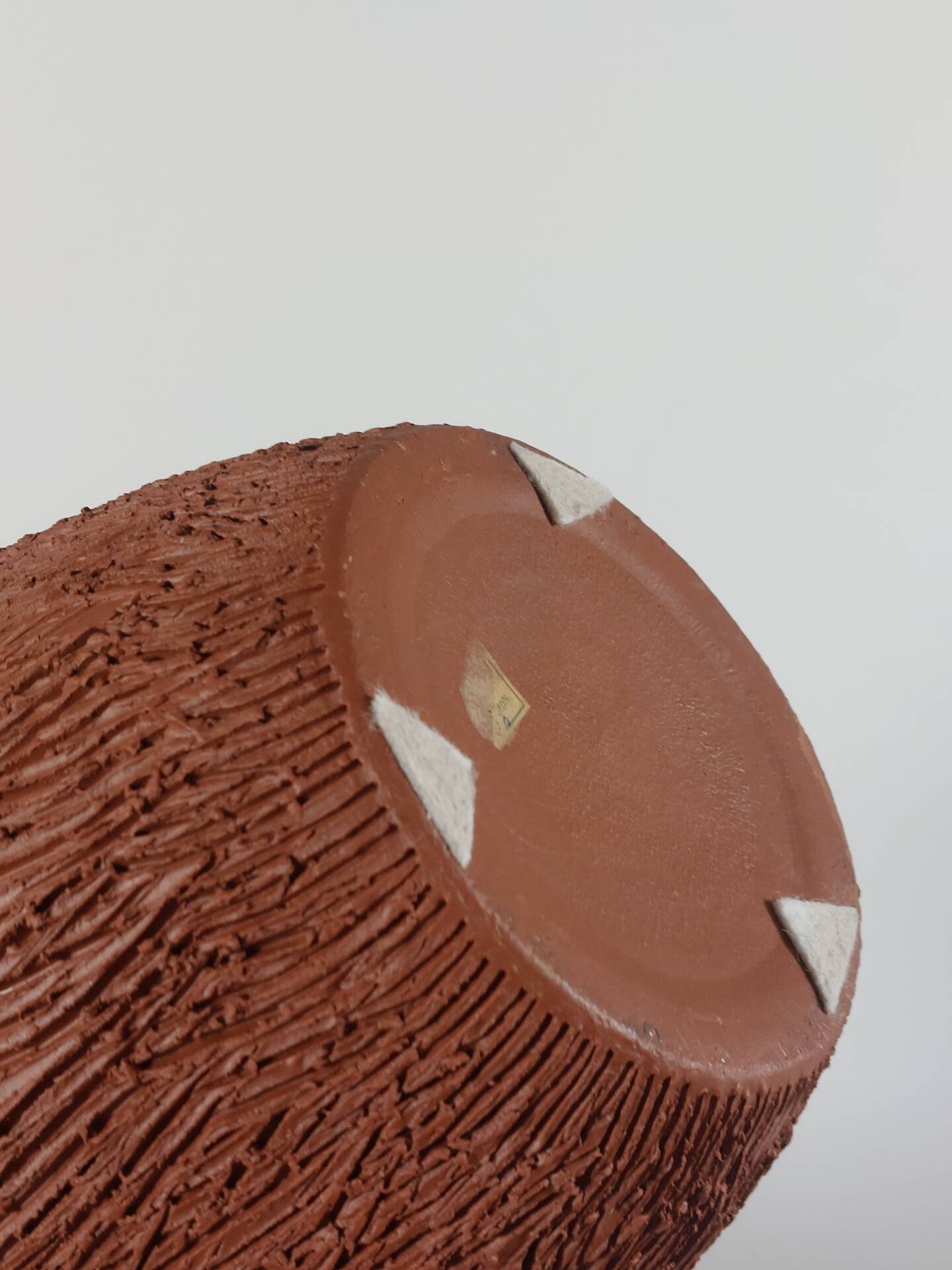 Vintage mid-century brutalist sgraffito ceramic vase