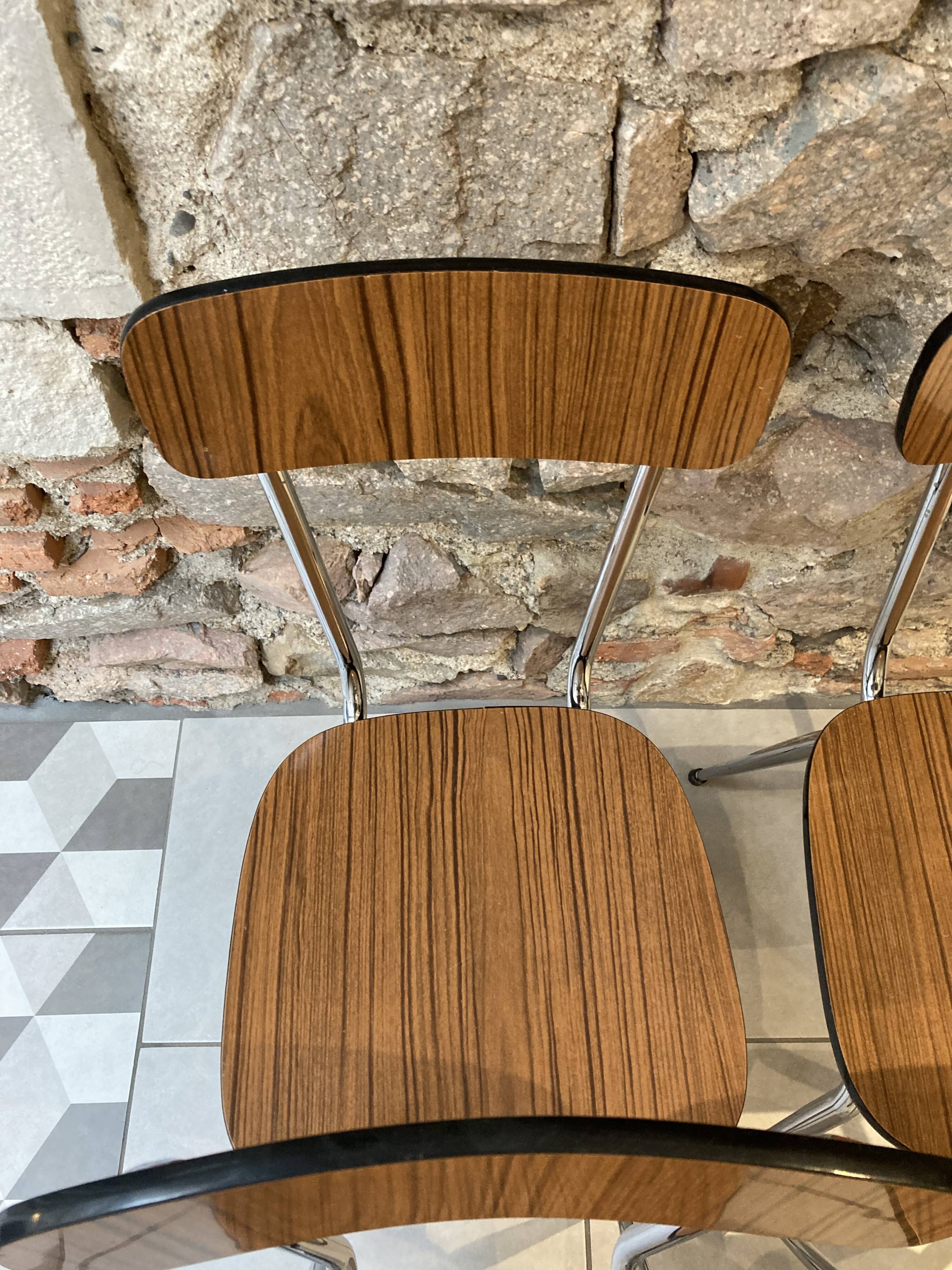 Set of 4 chairs formica imitation wood