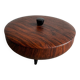 Vintage 1960s Mid-Century Brown Teak-Effect Metal Lidded Box with Gold-Tone Lining