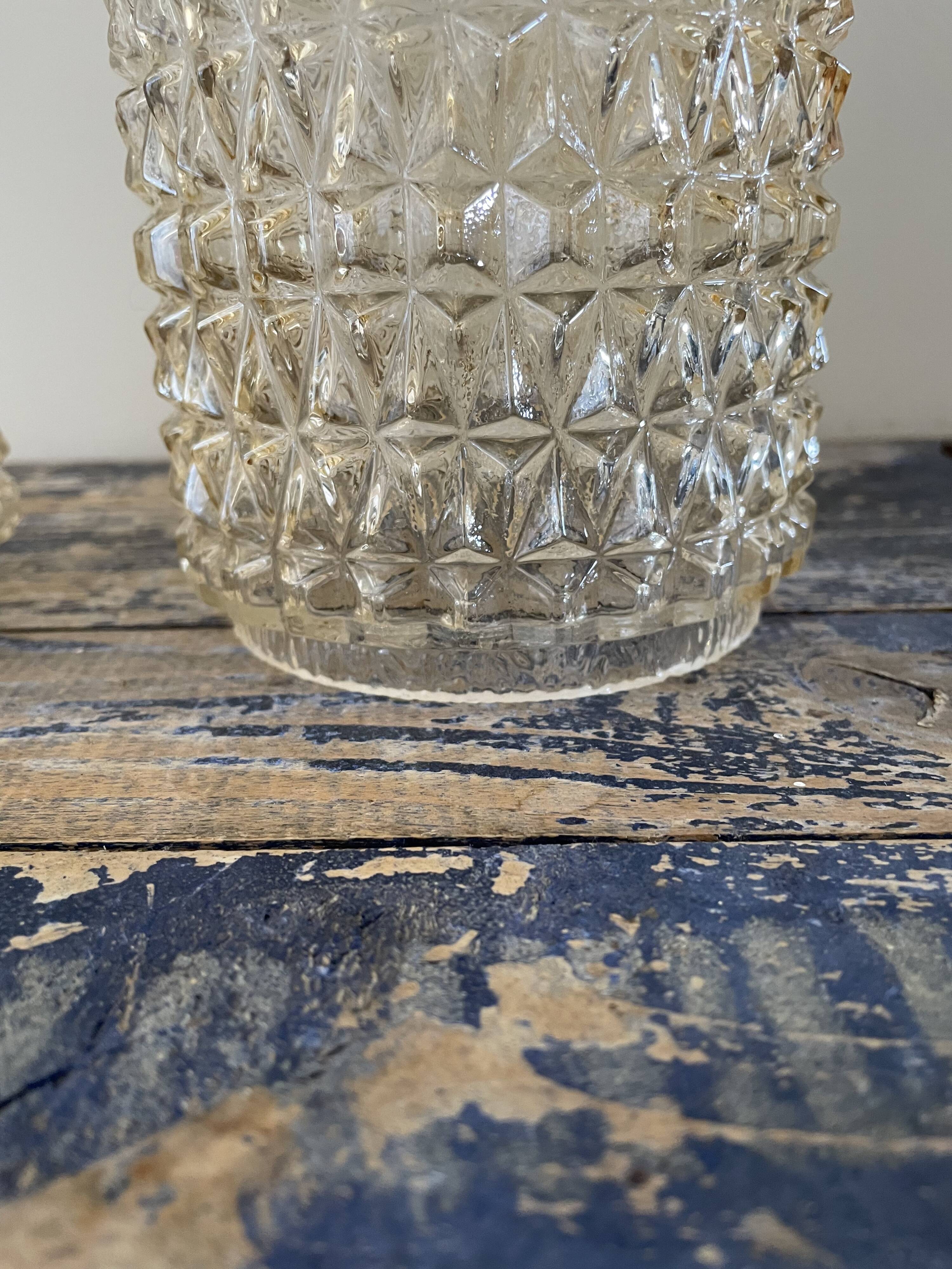 Pair of vintage electrified glass wall lamps