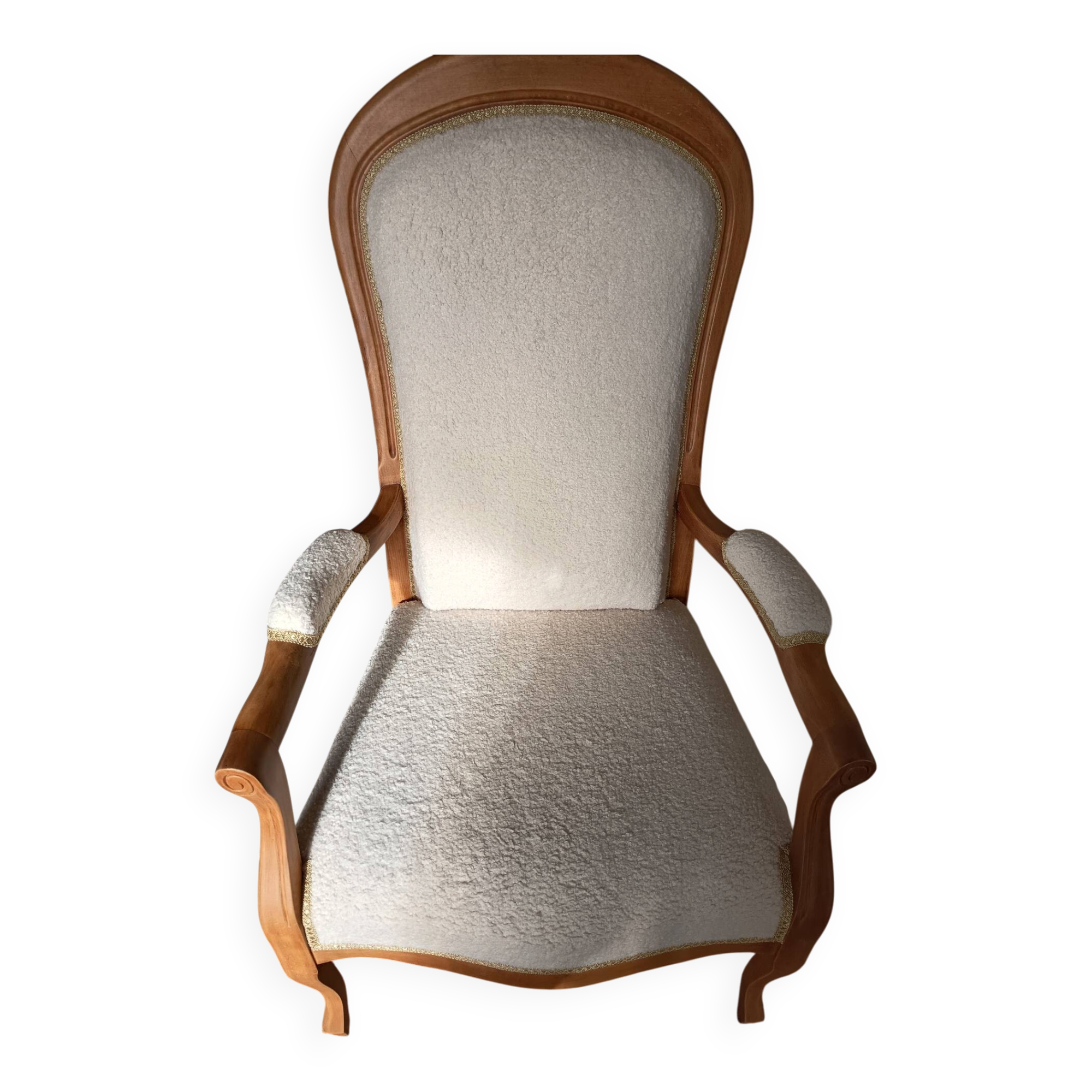 Fauteuil Voltaire tissu bouclette