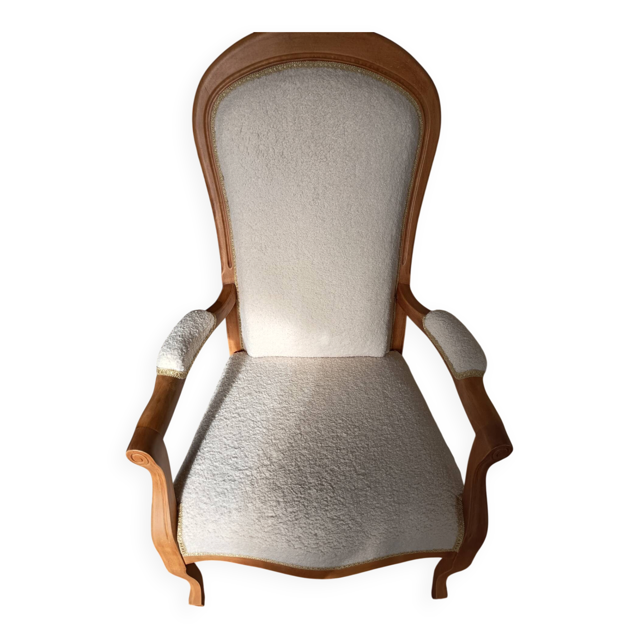 Voltaire armchair in boucle fabric
