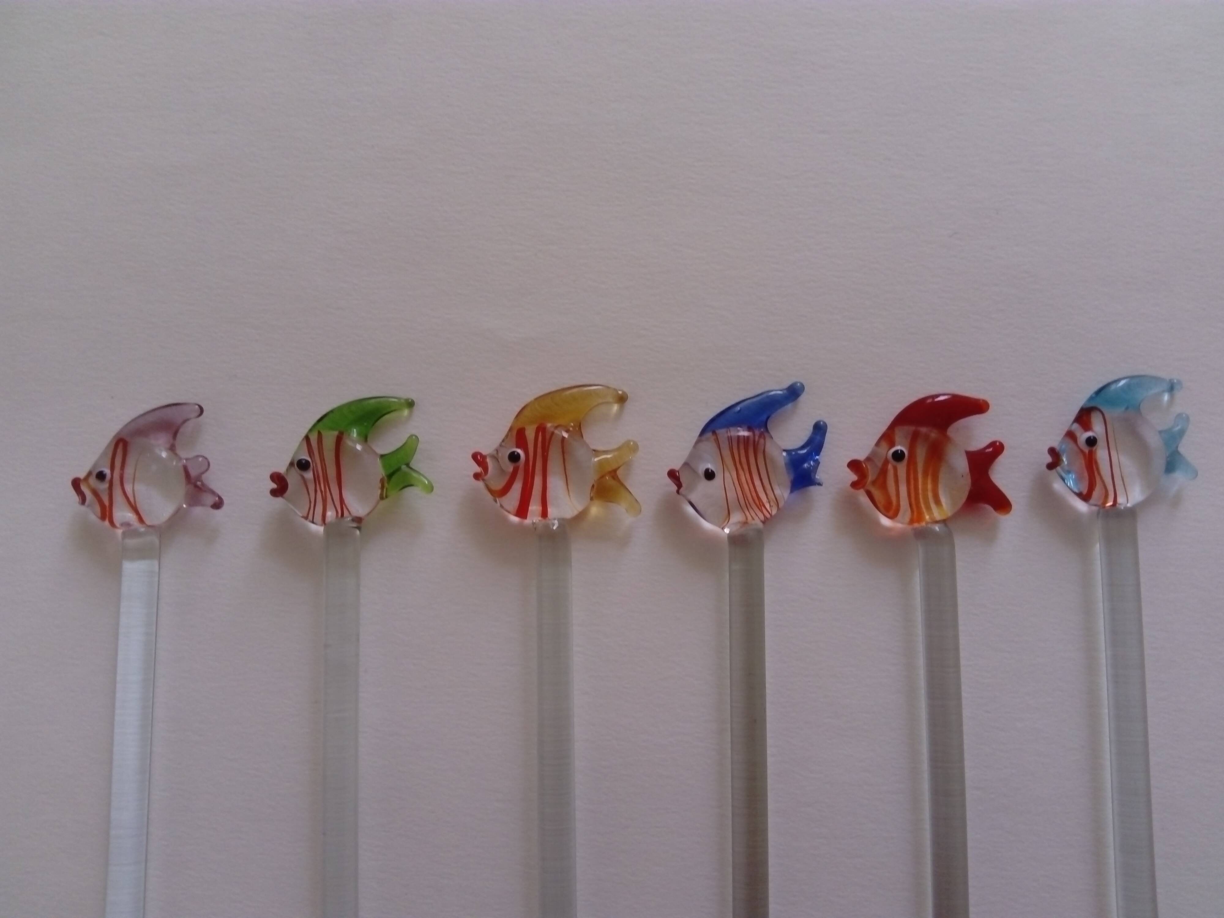 fish shaped glass cocktail stirrers