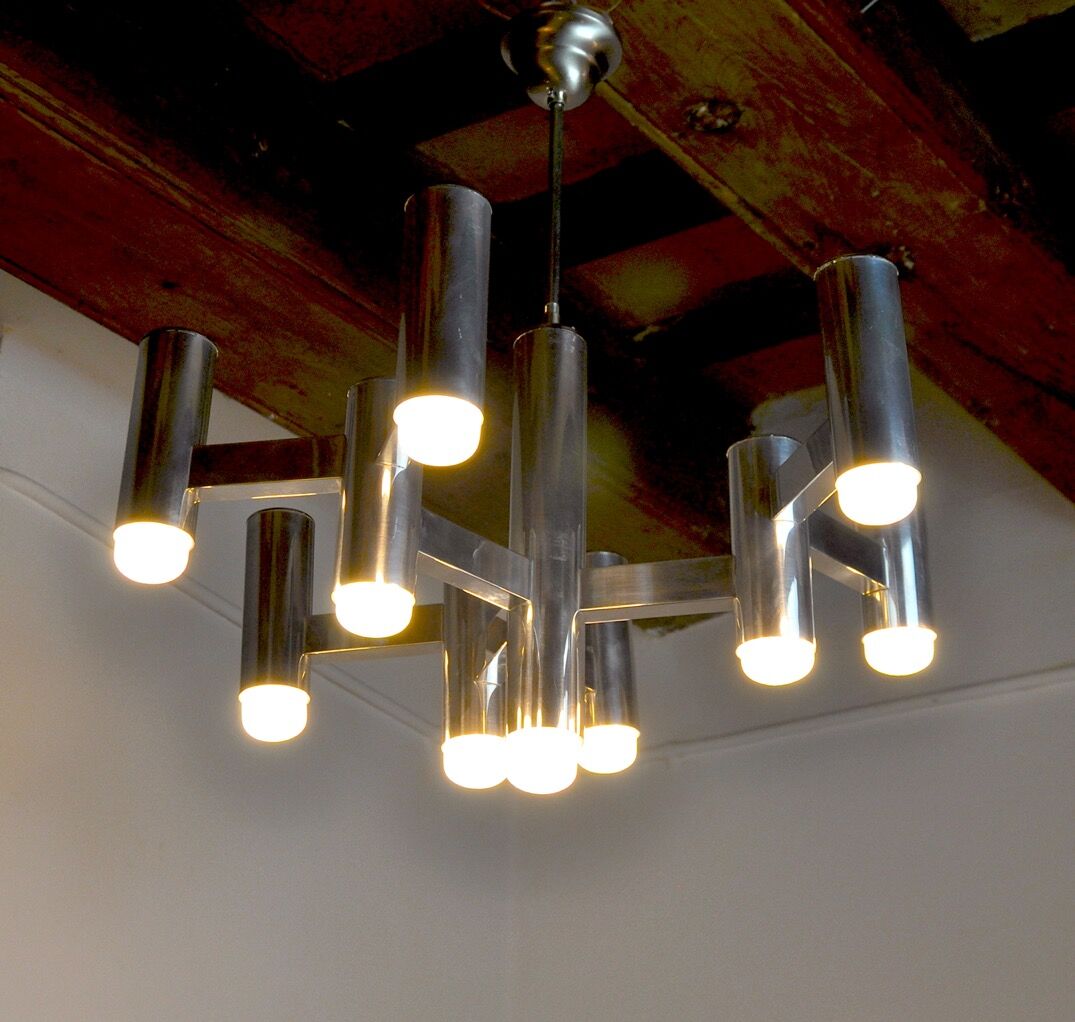 Chandelier Maison Sciolari for Baker, 10 burners, Italy, 1970