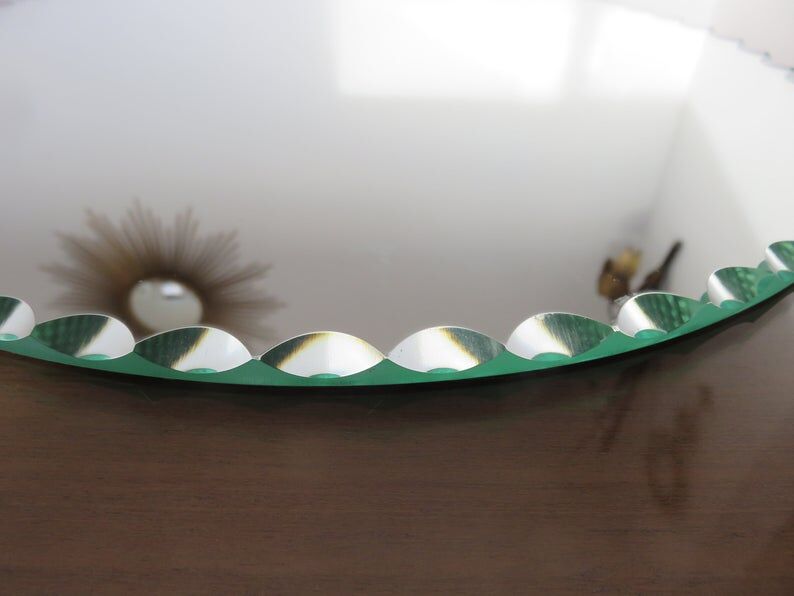 Mirror round bevelled art deco 4050s 30cm