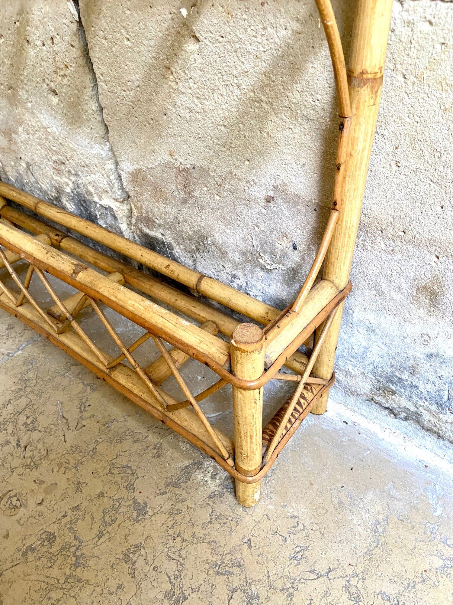 Wall-mounted coat rack with mirror and umbrella stand, 1950s-60s