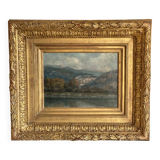 Painting by J. GIRARD-CONDAMIN, Lyon school, the banks of the Rhône and the mountains of Bugey