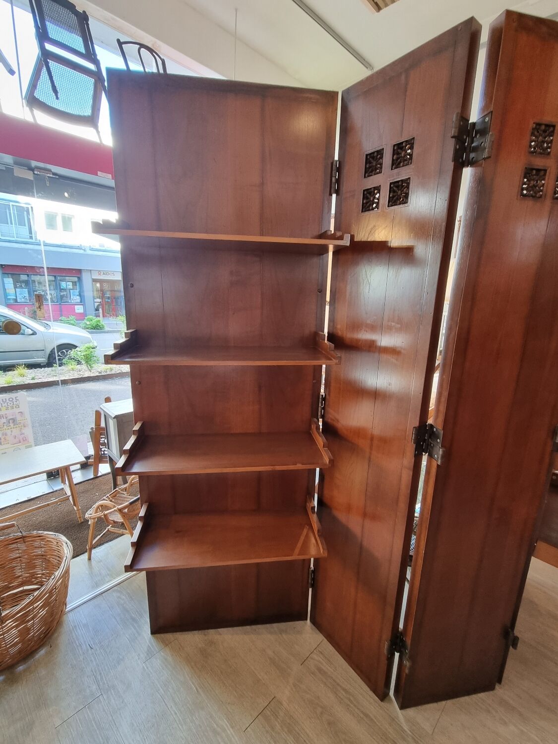 Solid cherry library screen