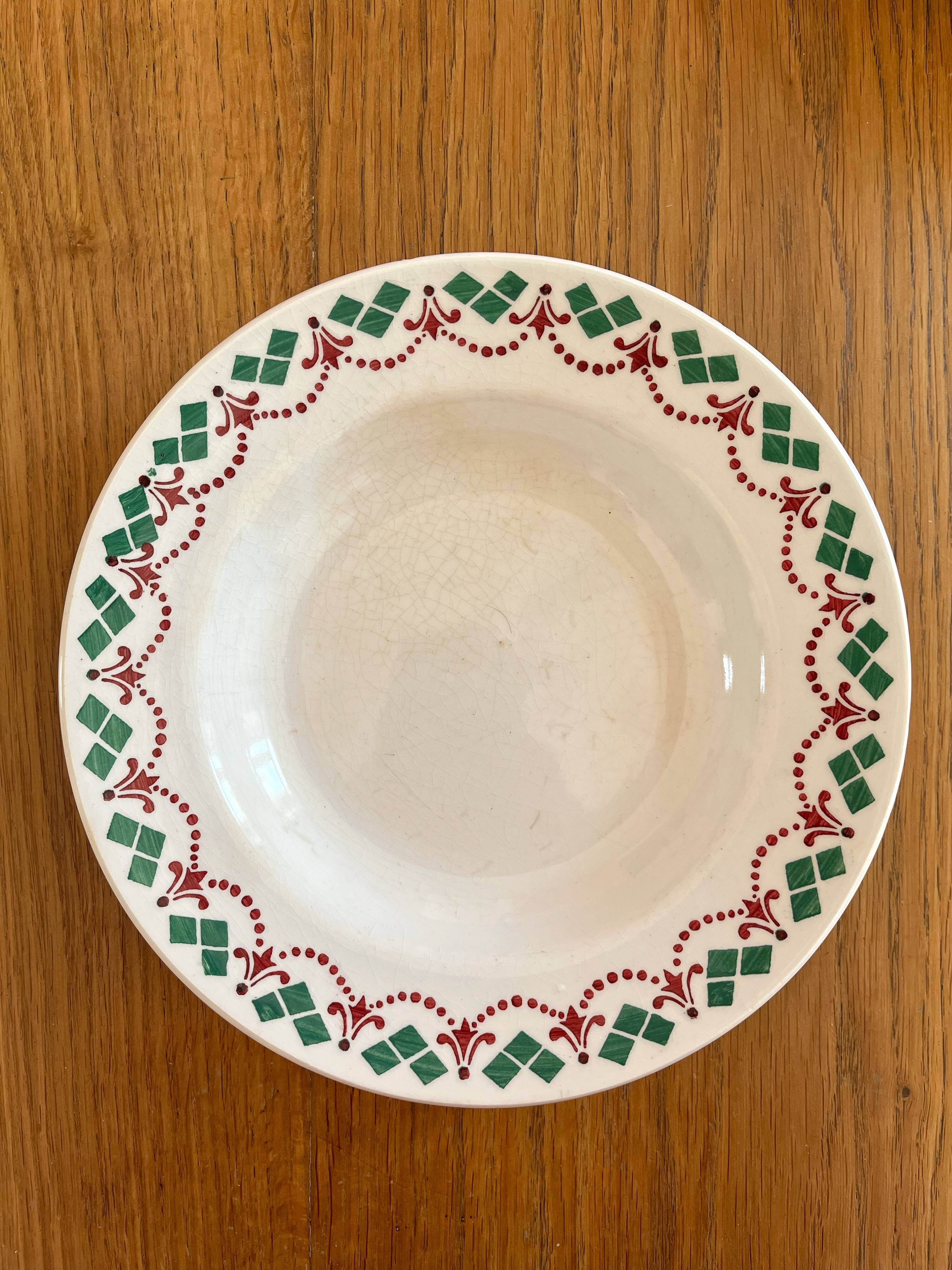 3 vintage Art Deco soup plates by Hamage & Moulin des Loups